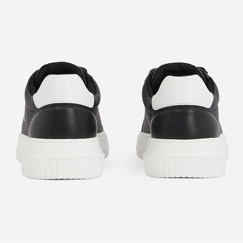 Calvin Klein Jeans Mens Chunky Cupsole Leather Trainers Black/Bright White - Image 3
