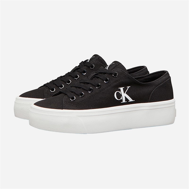 Calvin Klein Jeans Womens Vulc Flatform Trainers Black/Bright White - Image 2