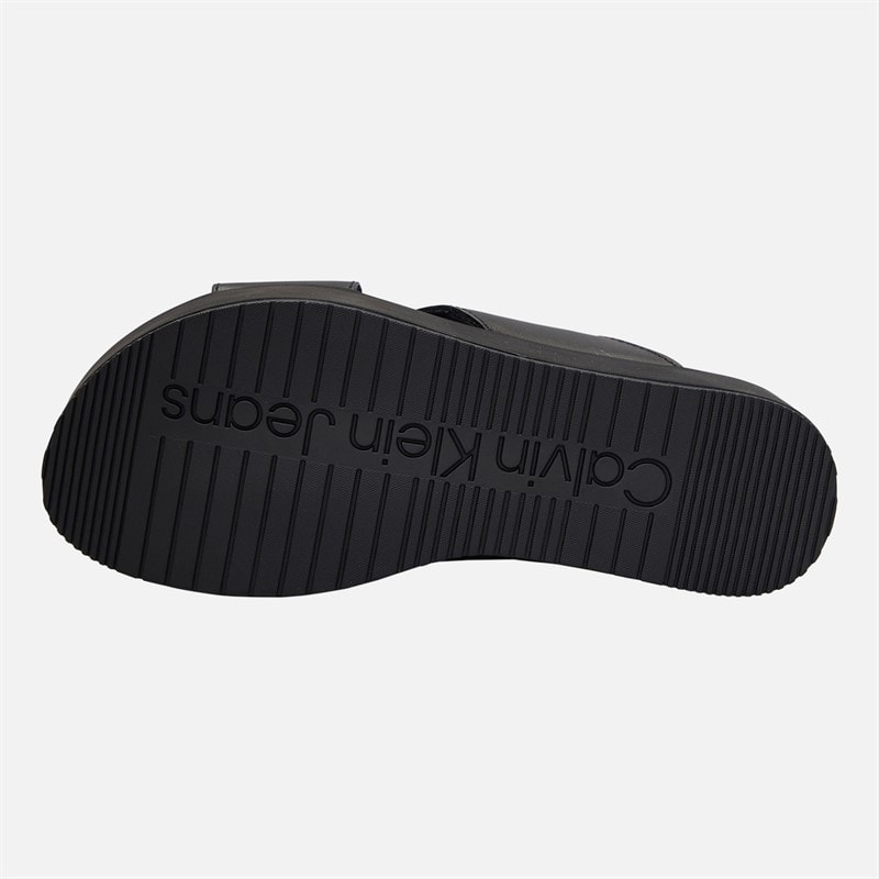 Calvin Klein Jeans Womens Flatform Cross Strap Sandals Triple Black - Image 3