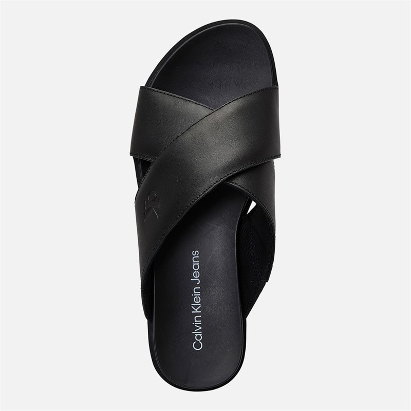 Calvin Klein Jeans Womens Flatform Cross Strap Sandals Triple Black - Image 5