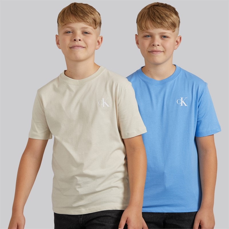 Calvin Klein Jeans Boys Two Pack T-Shirts Oatmeal