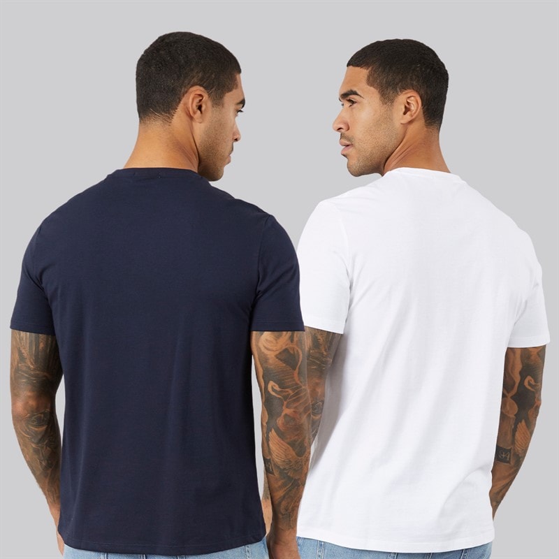 Calvin Klein Jeans Mens Two Pack Classic Monogram T-Shirts Bright White/Dark Sapphire - Image 2