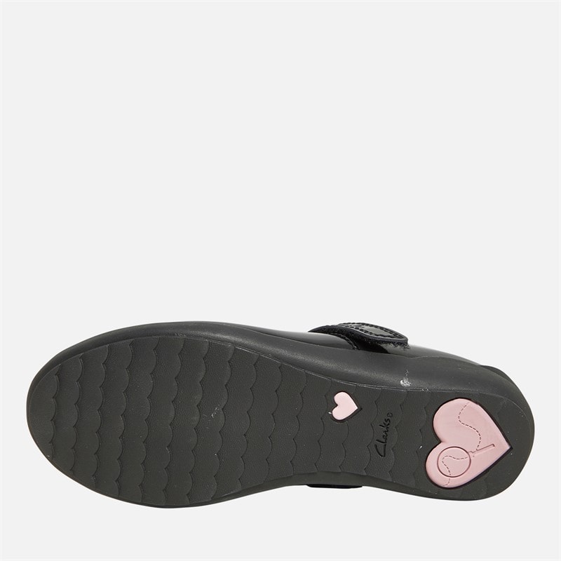Clarks Girls Vibrant Trail E-Fit Mary Jane Shoes Black Patent - Image 2