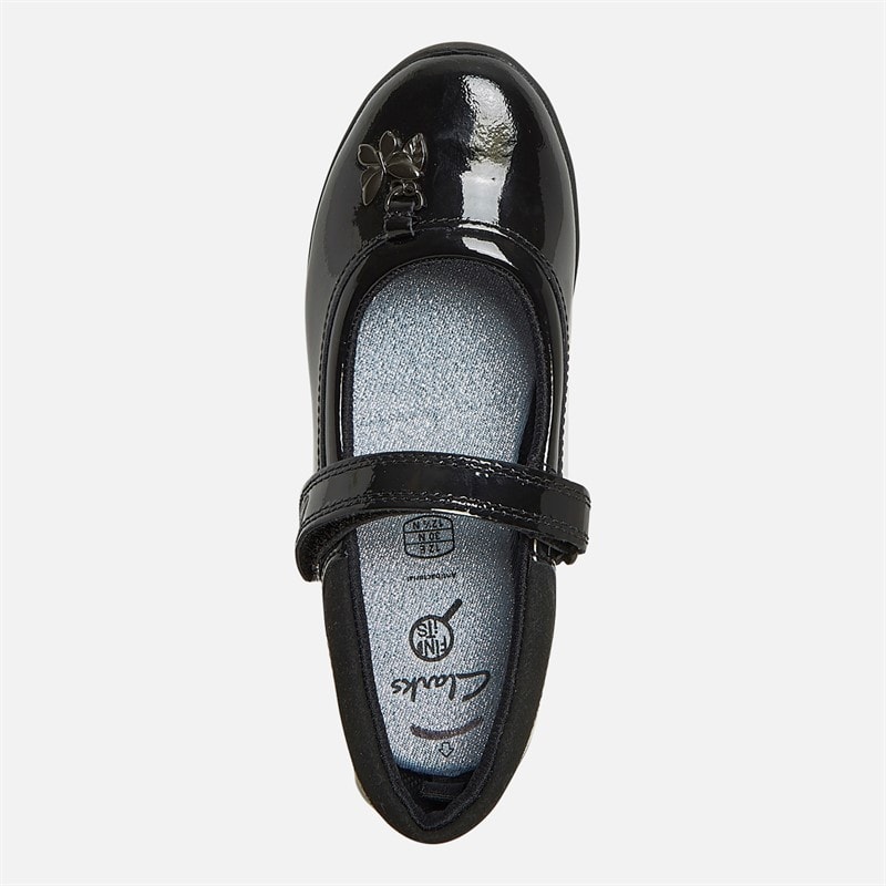 Clarks Girls Vibrant Trail E-Fit Mary Jane Shoes Black Patent - Image 4