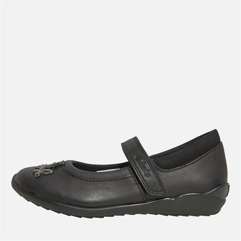Clarks Girls Vibrant Trail F-Fit Mary Jane Shoes Black