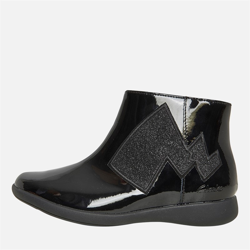 Clarks Girls Etch Trail Pokemon F-Fit Ankle Boots Black - Image 1