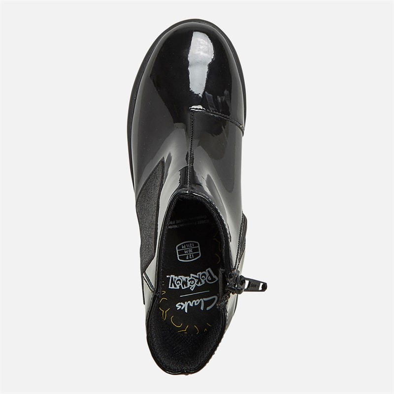 Clarks Girls Etch Trail Pokemon F-Fit Ankle Boots Black - Image 4