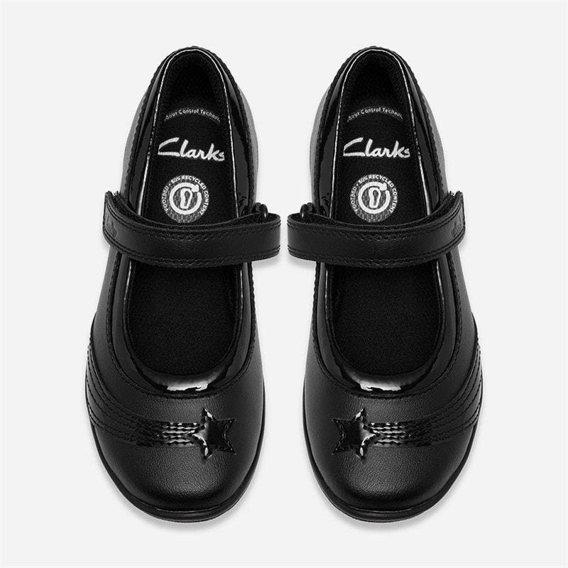 Clarks Junior Girls Venture Magic Mary Jane Shoes Black - Image 3