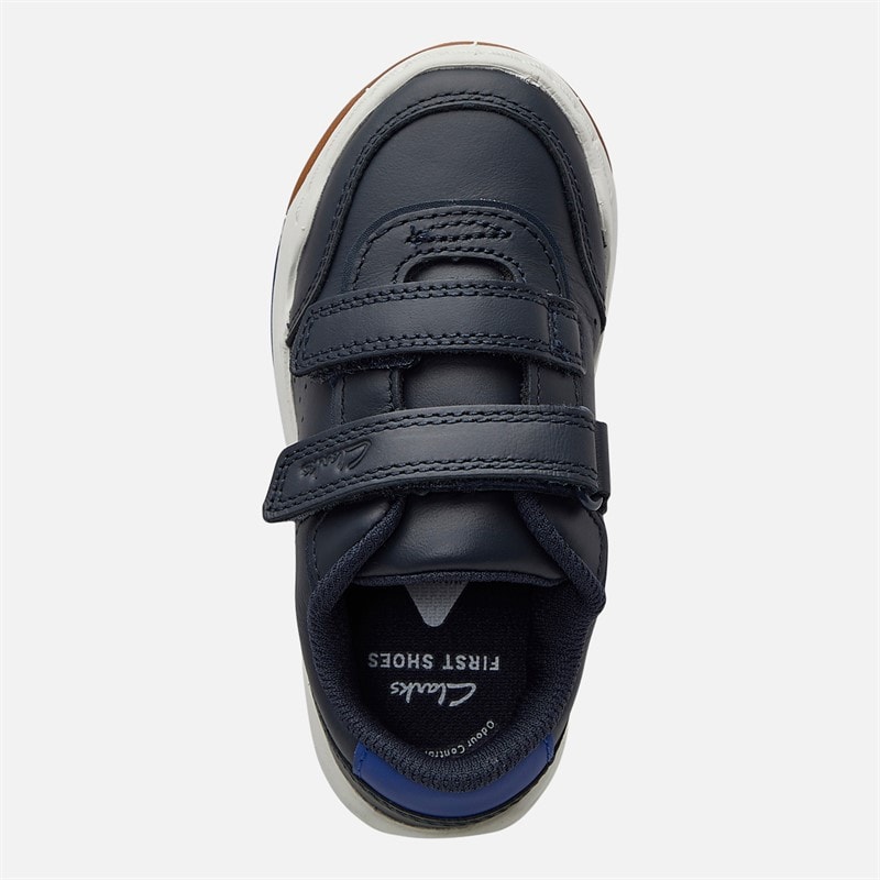 Clarks Infant Boys Wide Fit Urban Solo Trainers Navy - Image 4