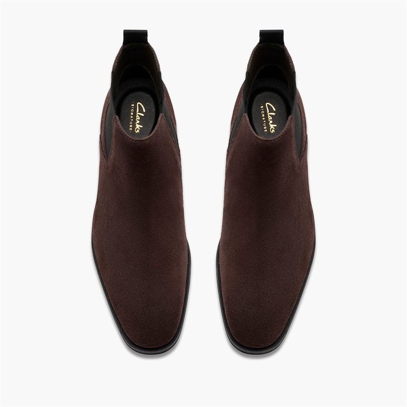 Clarks Mens Paulton Easy G-Fit Chelsea Boots Dark Brown - Image 4