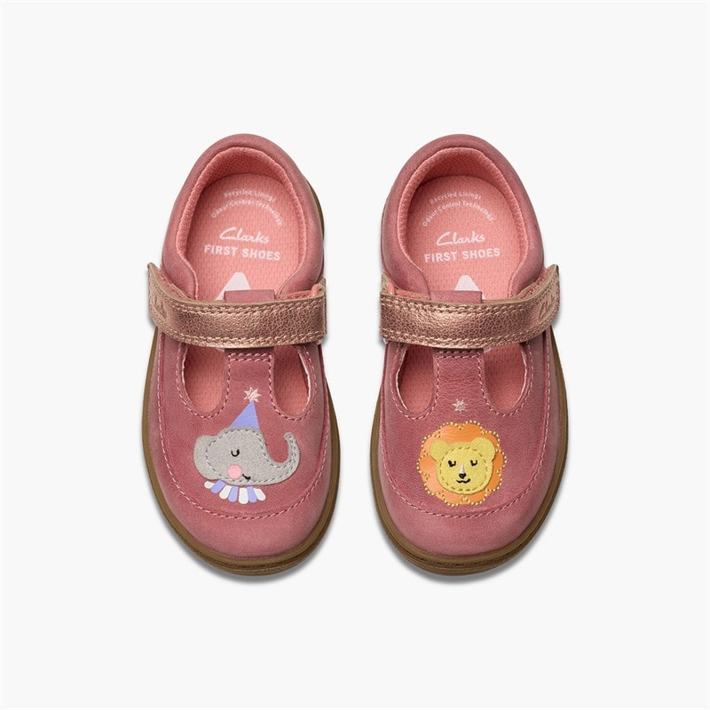 Clarks Infant Girls Flash Hats F-Fit T-Bar Shoes Pink - Image 4