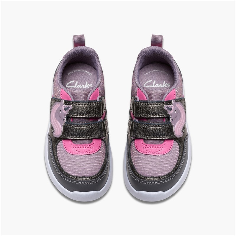 Clarks Girls Ath Shimmer Trainers Purple - Image 4