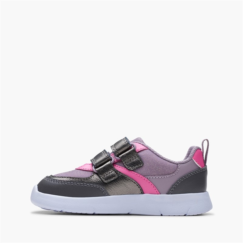 Clarks Girls Ath Shimmer Trainers Purple - Image 5