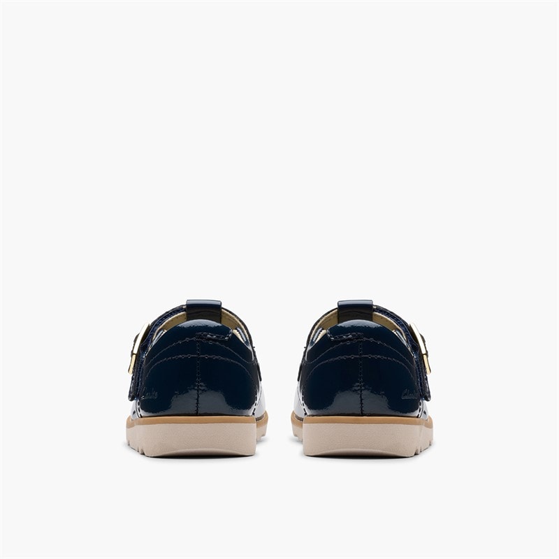 Clarks Infant Girls Crown Print F-Fit T-Bar Shoes Navy - Image 3
