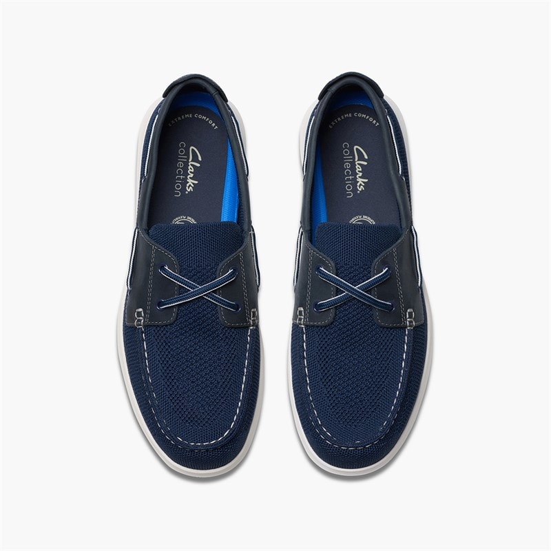 Clarks Mens Flexway Tie G-Fit Boat Shoes Navy - Image 4