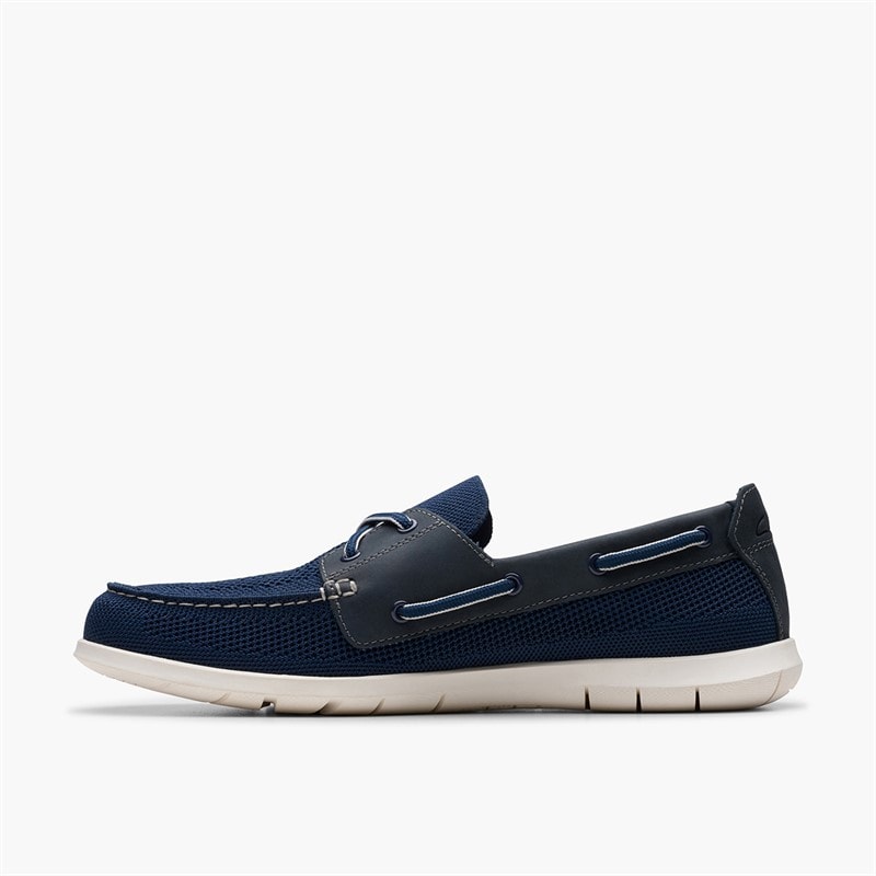 Clarks Mens Flexway Tie G-Fit Boat Shoes Navy - Image 5