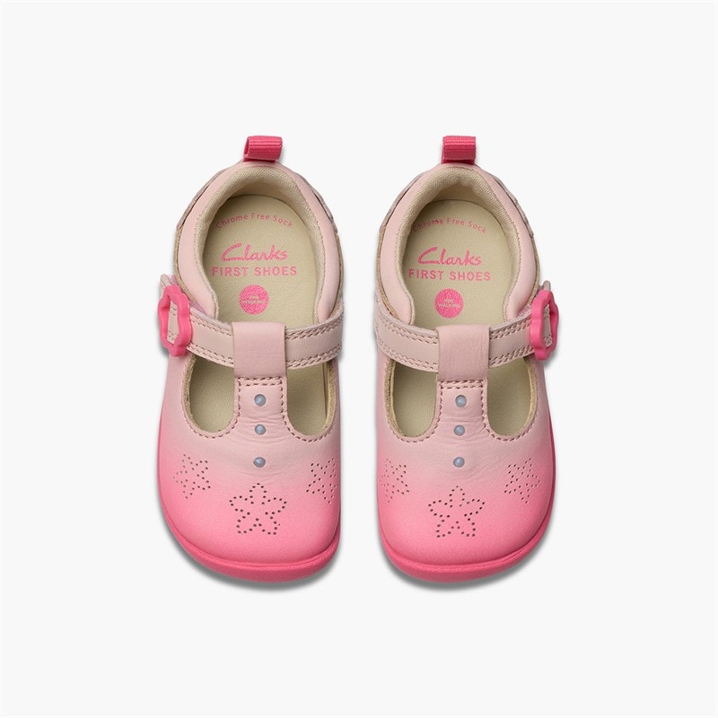 Clarks Infant Girls Roamer Shell G-Fit T-Bar Shoes Pink - Image 4