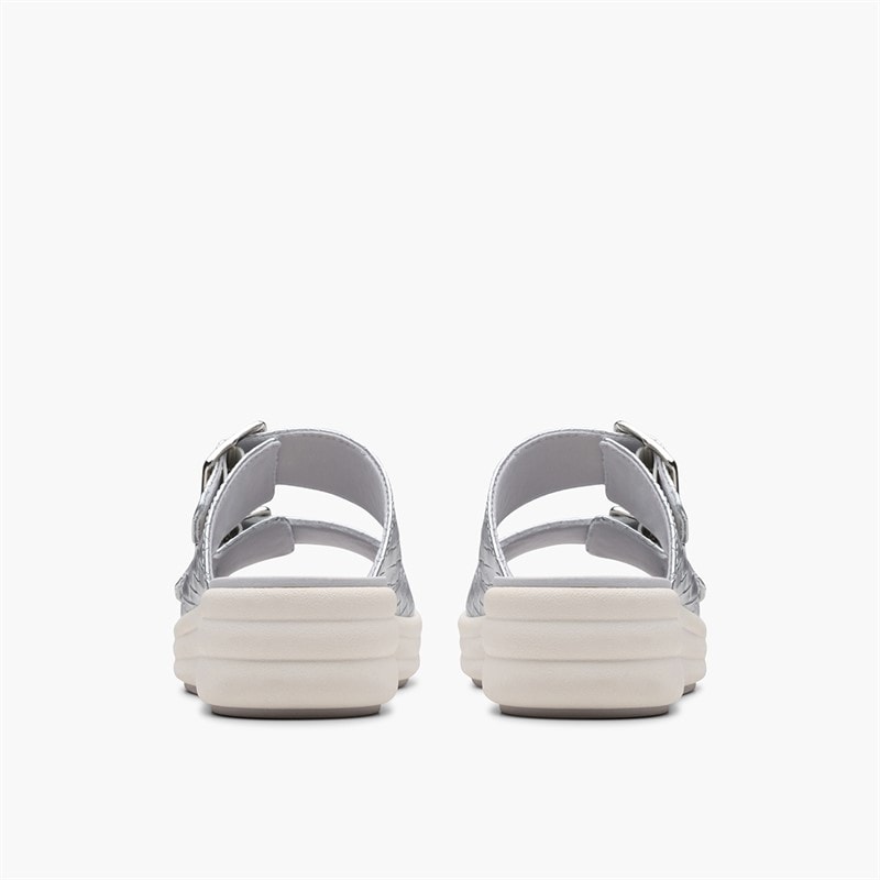 Clarks Womens Drift Buckle D-Fit Sandals Silver - Image 3