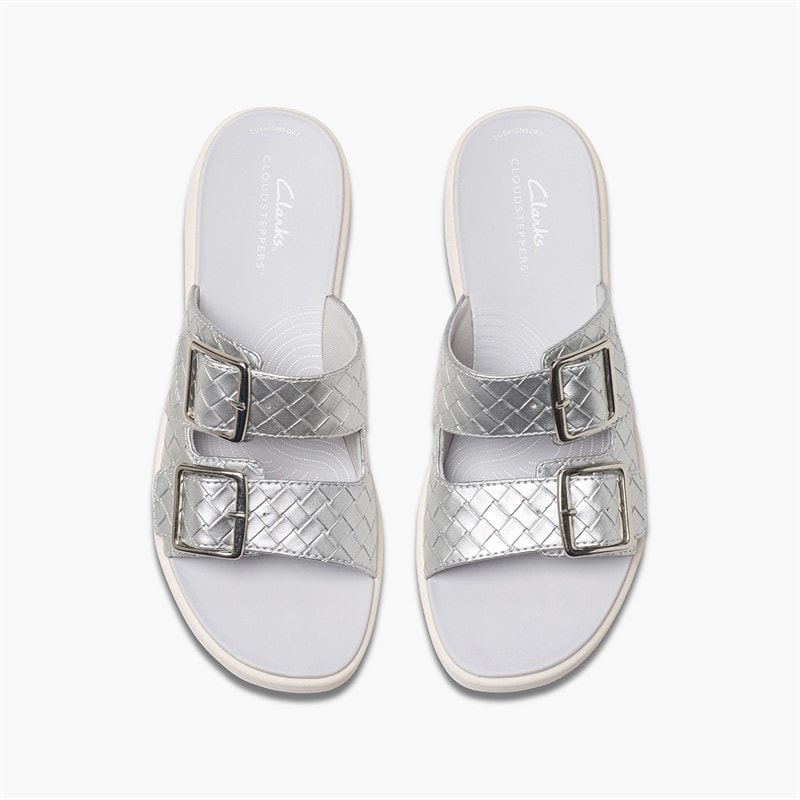 Clarks Womens Drift Buckle D-Fit Sandals Silver - Image 4