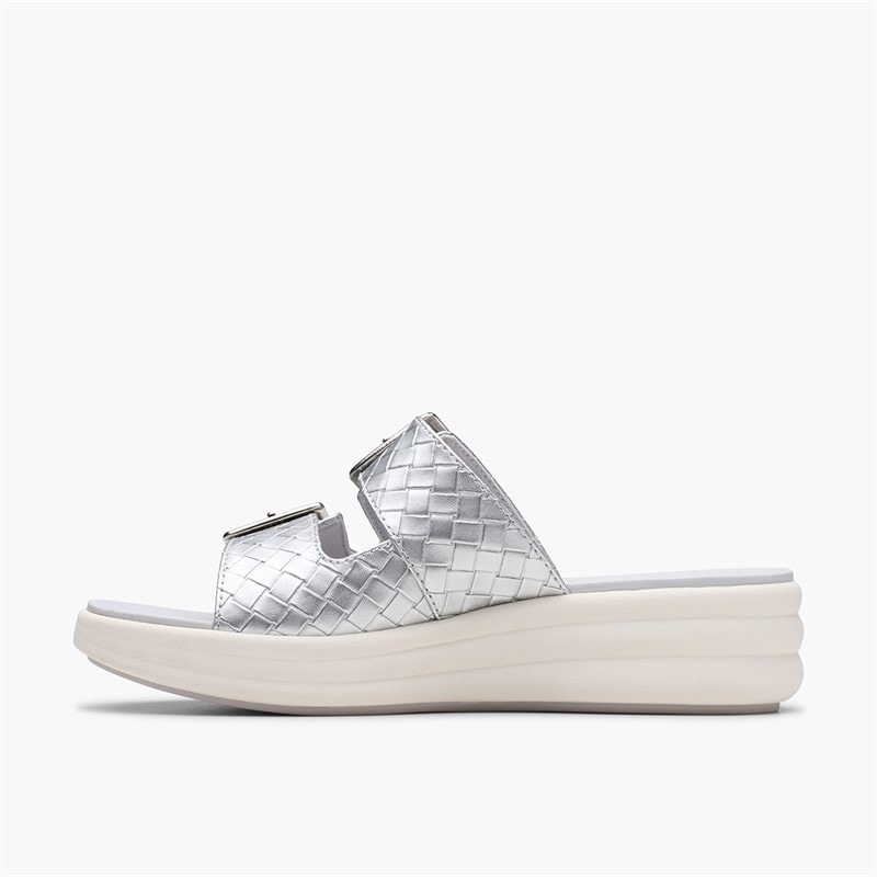 Clarks Womens Drift Buckle D-Fit Sandals Silver - Image 5