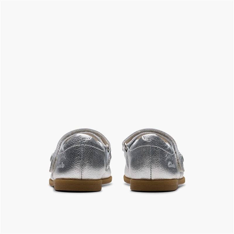Clarks Infant Girls Drew F-Fit Mary Jane Shoes Silver - Image 3