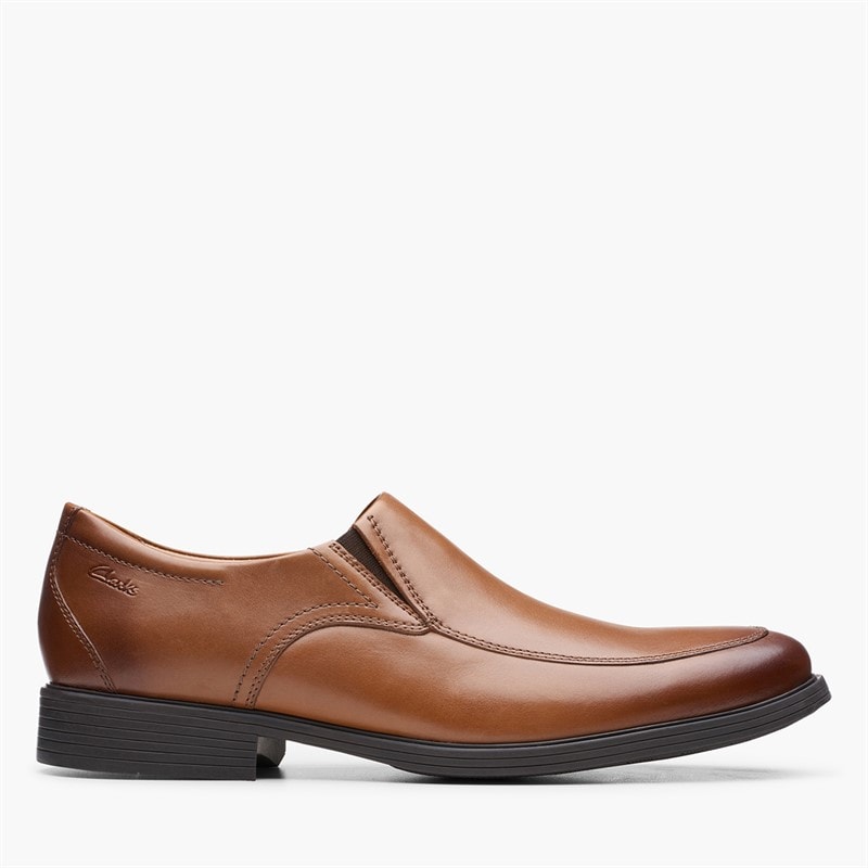 Clarks Mens Whiddon Step G-Fit Slip On Shoes Dark Tan - Image 1