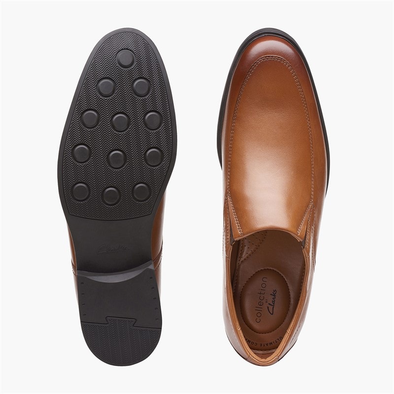 Clarks Mens Whiddon Step G-Fit Slip On Shoes Dark Tan - Image 2