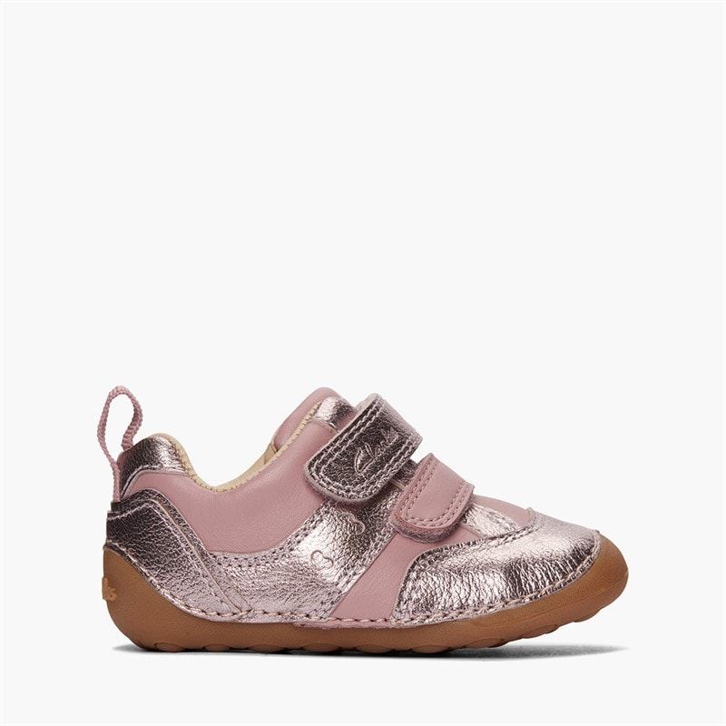 Clarks Infant Girls Tiny Sky H-Fit Trainers Dusty Pink