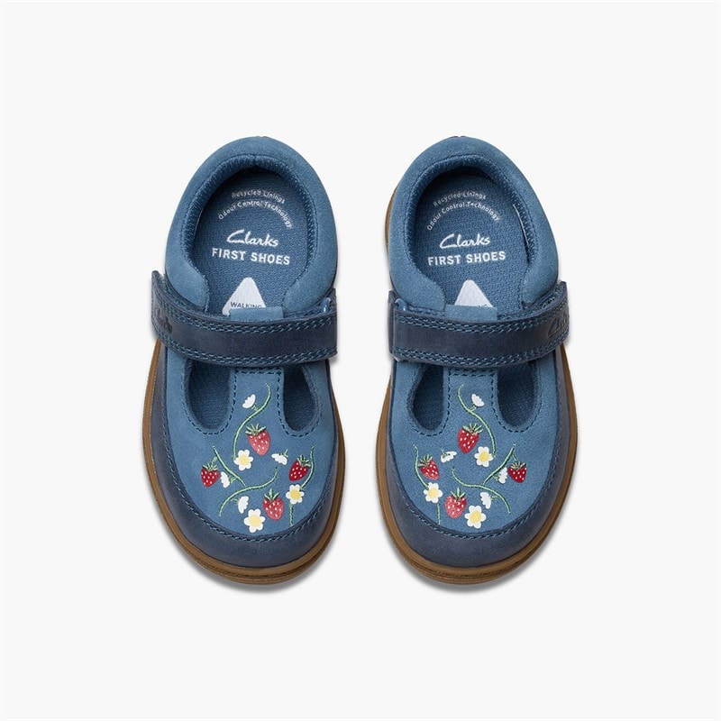Clarks Infant Girls Flash Grow G-Fit T-Bar Shoes Blue - Image 4