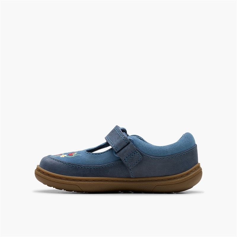 Clarks Infant Girls Flash Grow G-Fit T-Bar Shoes Blue - Image 5