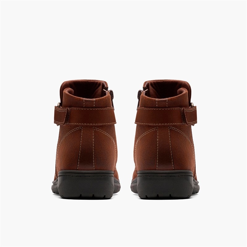 Clarks Womens Carleigh Drift D-Fit Buckle Boots British Tan - Image 3