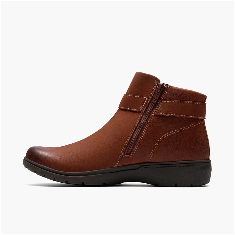 Clarks Womens Carleigh Drift D-Fit Buckle Boots British Tan - Image 5