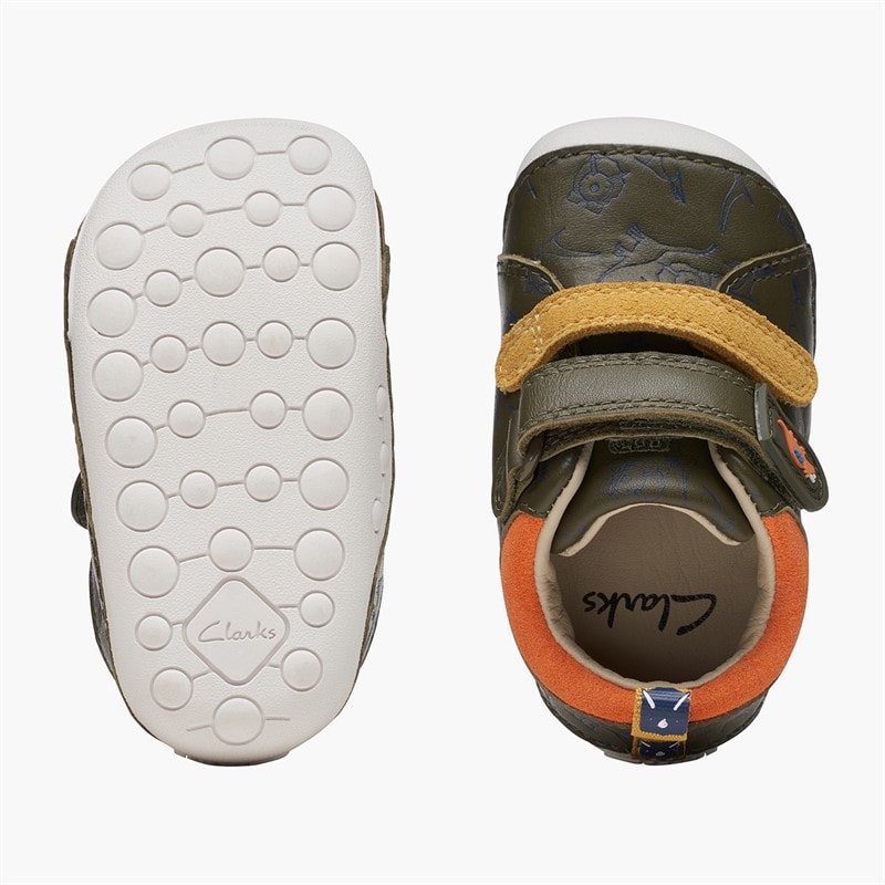 Clarks Infant Boys Tiny Rex H-Fit Trainers Khaki - Image 2