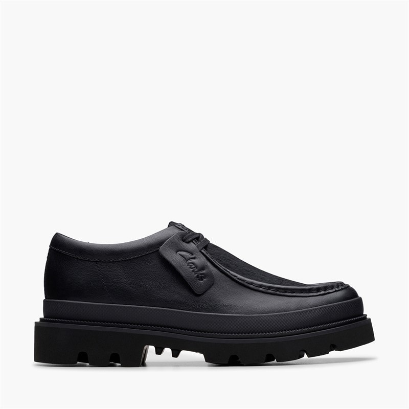 Clarks Mens Badell Seam Shoes Black Mono