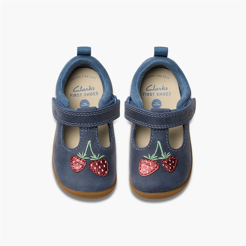 Clarks Infant Girls Roamer Berry F-Fit T-Bar Shoes Blue - Image 4