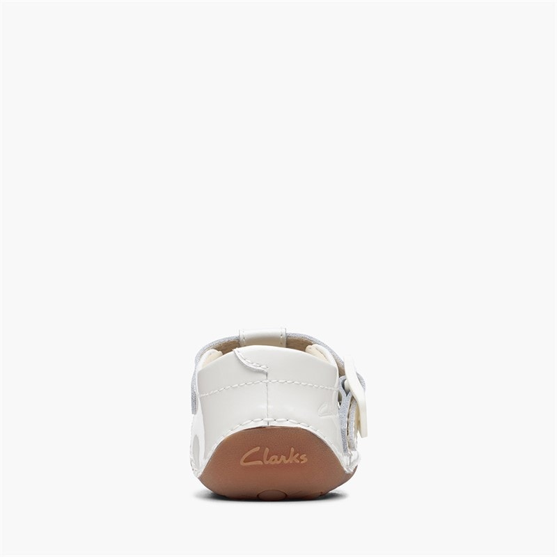 Clarks Infant Girls Tiny Beat H-Fit T-Bar Shoes White Patent - Image 3