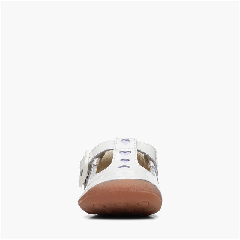 Clarks Infant Girls Tiny Beat H-Fit T-Bar Shoes White Patent - Image 4