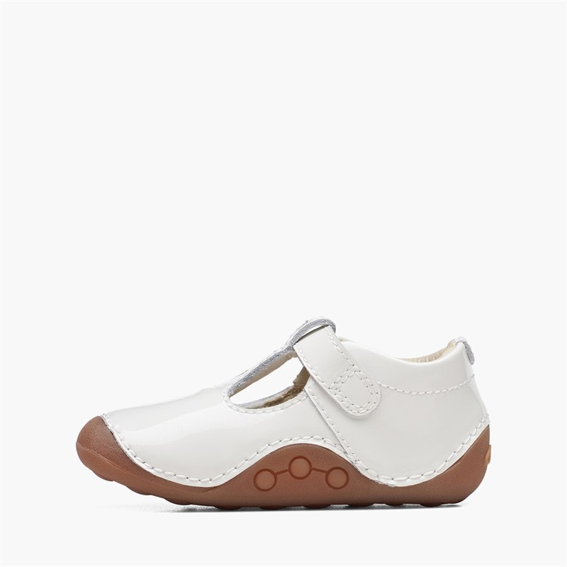 Clarks Infant Girls Tiny Beat H-Fit T-Bar Shoes White Patent - Image 5