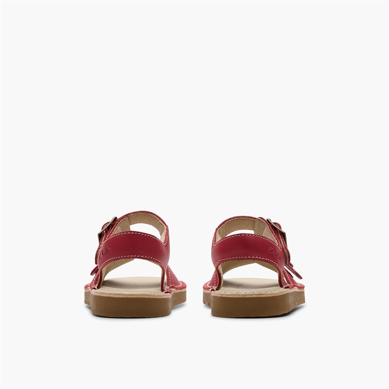 Clarks Girls Play Sun Reef F-Fit Sandals Red - Image 3