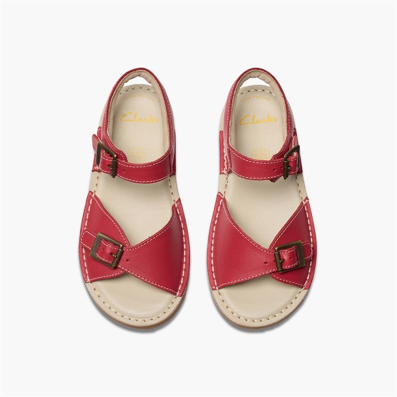 Clarks Girls Play Sun Reef F-Fit Sandals Red - Image 4