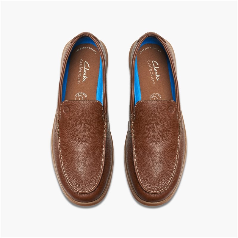 Clarks Mens Flexway Step G-Fit Loafers Light Brown - Image 4
