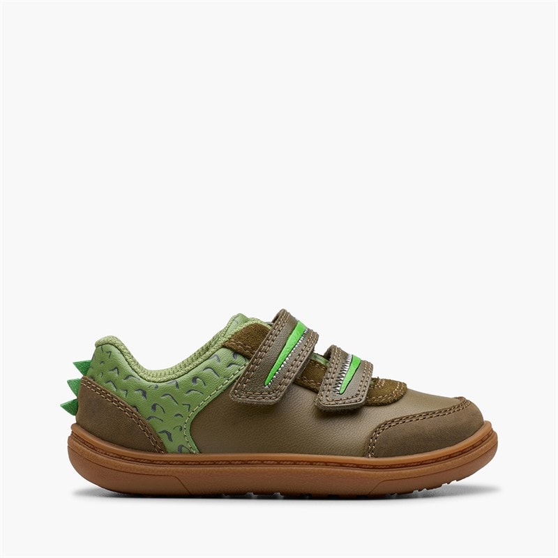 Clarks Infant Boys Rdflash Snap G-Fit Trainers Khaki