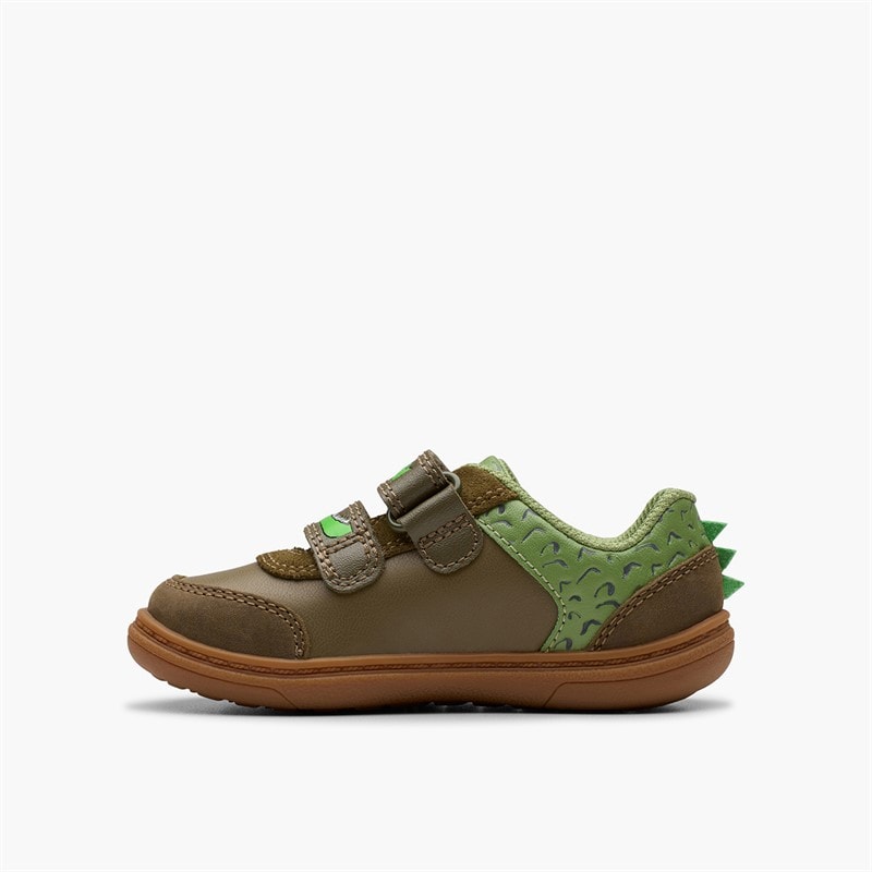 Clarks Infant Boys Rdflash Snap G-Fit Trainers Khaki - Image 5