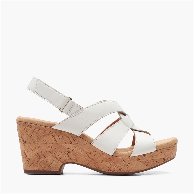 Clarks Womens Giselle Beach E-Fit Sandals White - Image 1