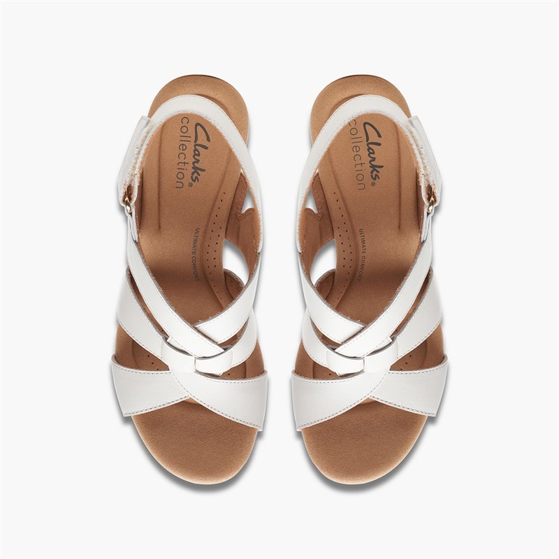 Clarks Womens Giselle Beach E-Fit Sandals White - Image 4