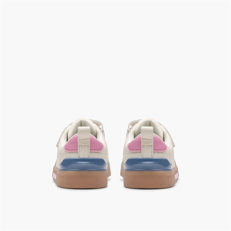 Clarks Girls Olo Vibe F-Fit Trainers White/Pink - Image 3