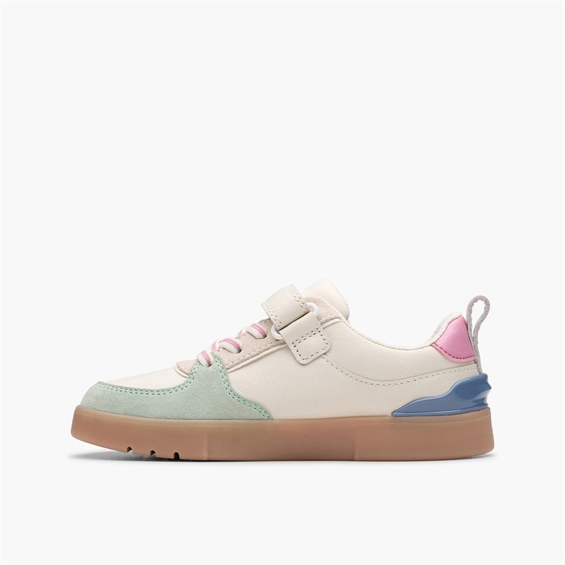 Clarks Girls Olo Vibe F-Fit Trainers White/Pink - Image 5