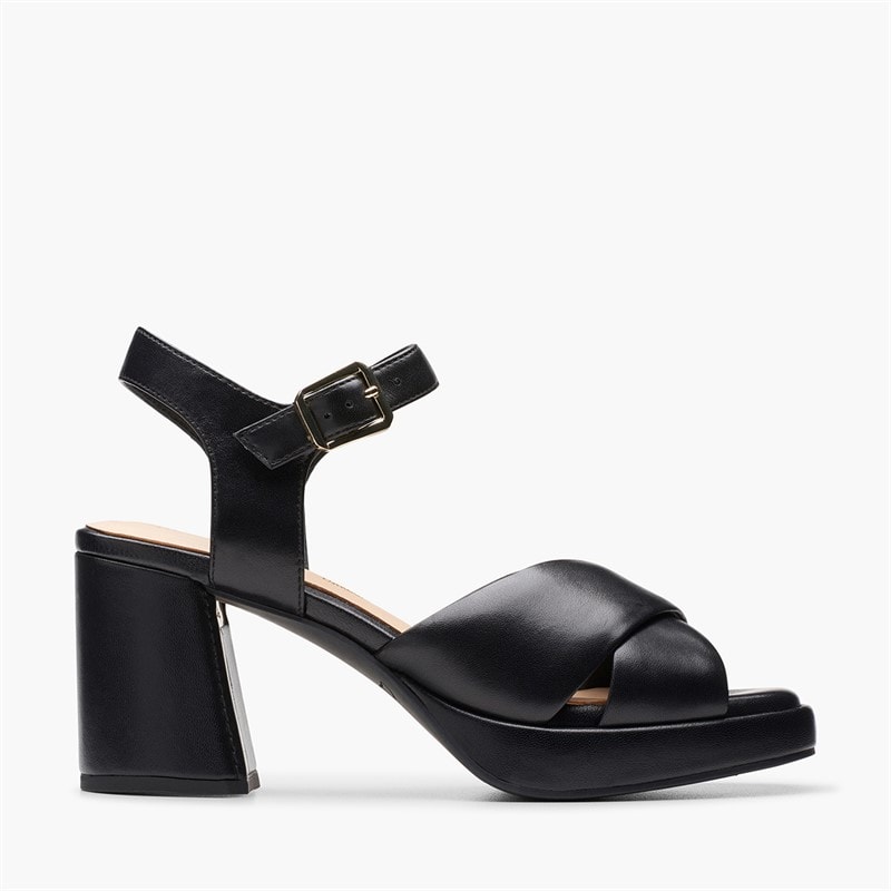 Clarks Womens Ritzy75 Rae D-Fit Chunky Heel Shoes Black - Image 1