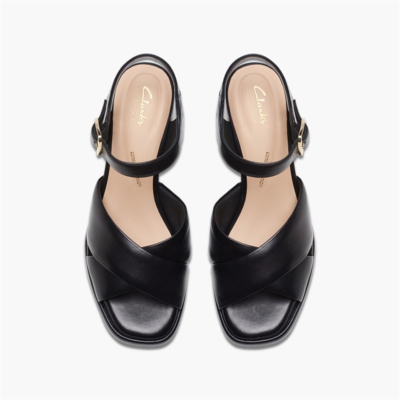 Clarks Womens Ritzy75 Rae D-Fit Chunky Heel Shoes Black - Image 4