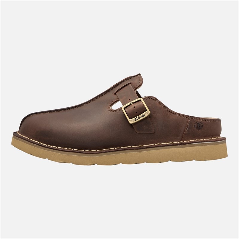 Clarks Mens Solsbury G-Fit Mules Brown - Image 1